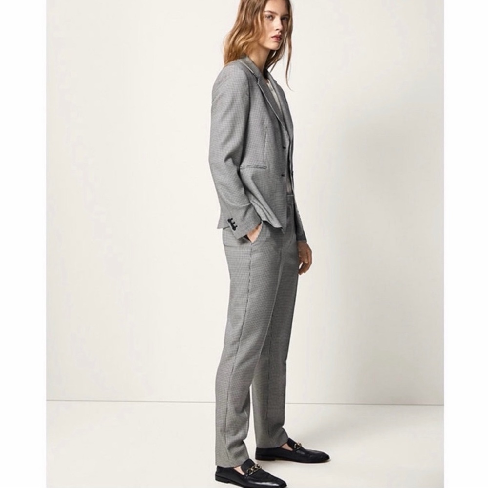 Massimo Dutti Houndstooth Wool Tailored Trousers | Size 2 | NWT